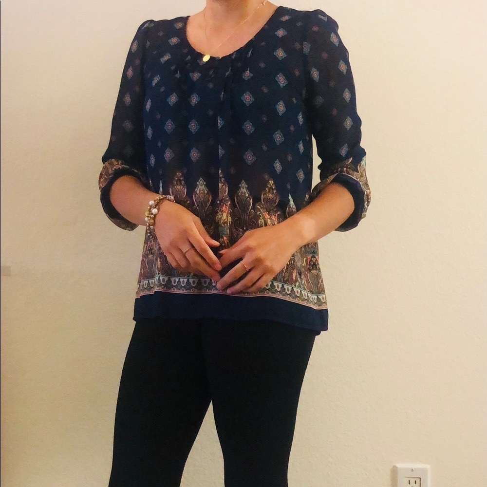 Sweet Wanderer Blue and Colorful Blouse